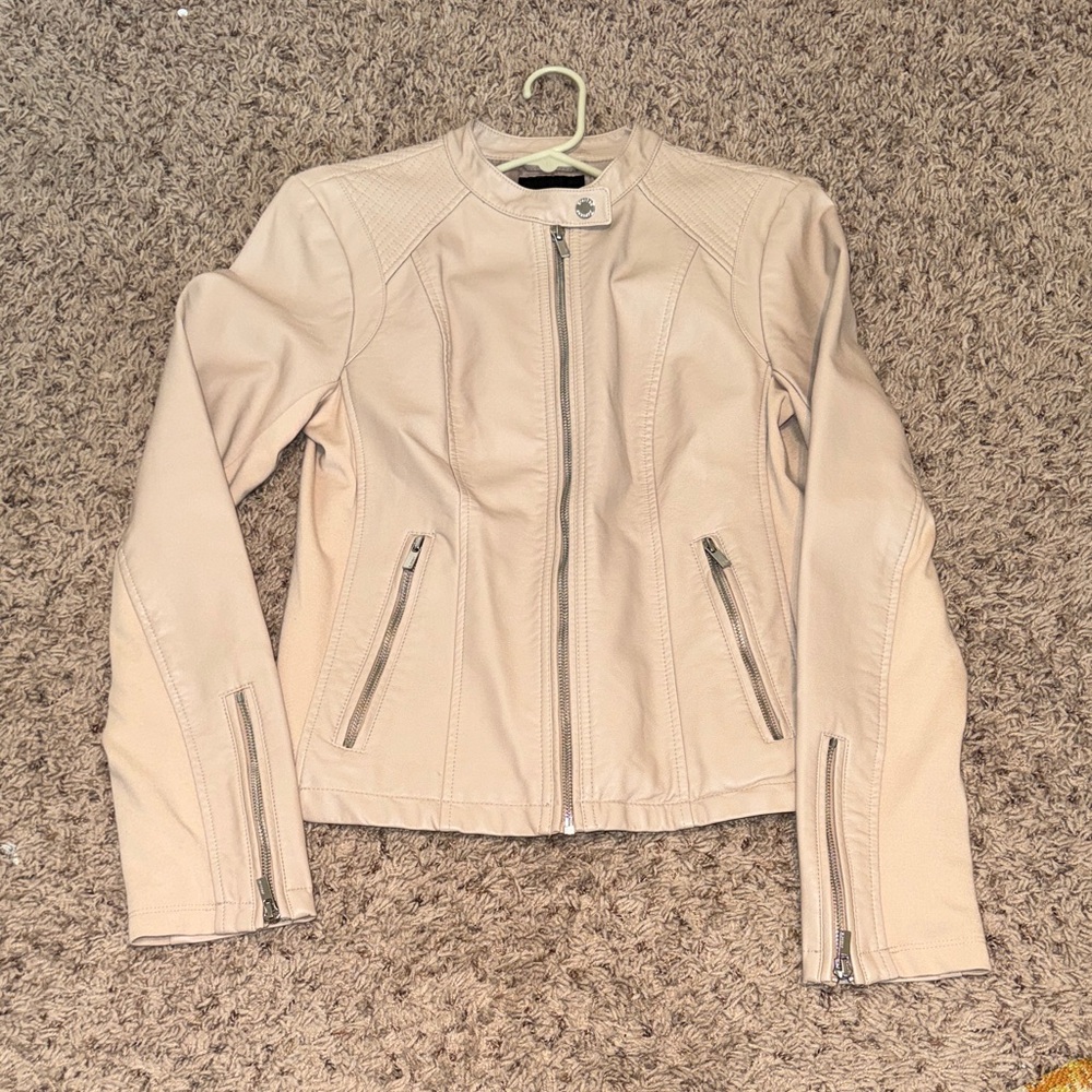 Express Beige Faux Leather Jacket for Women